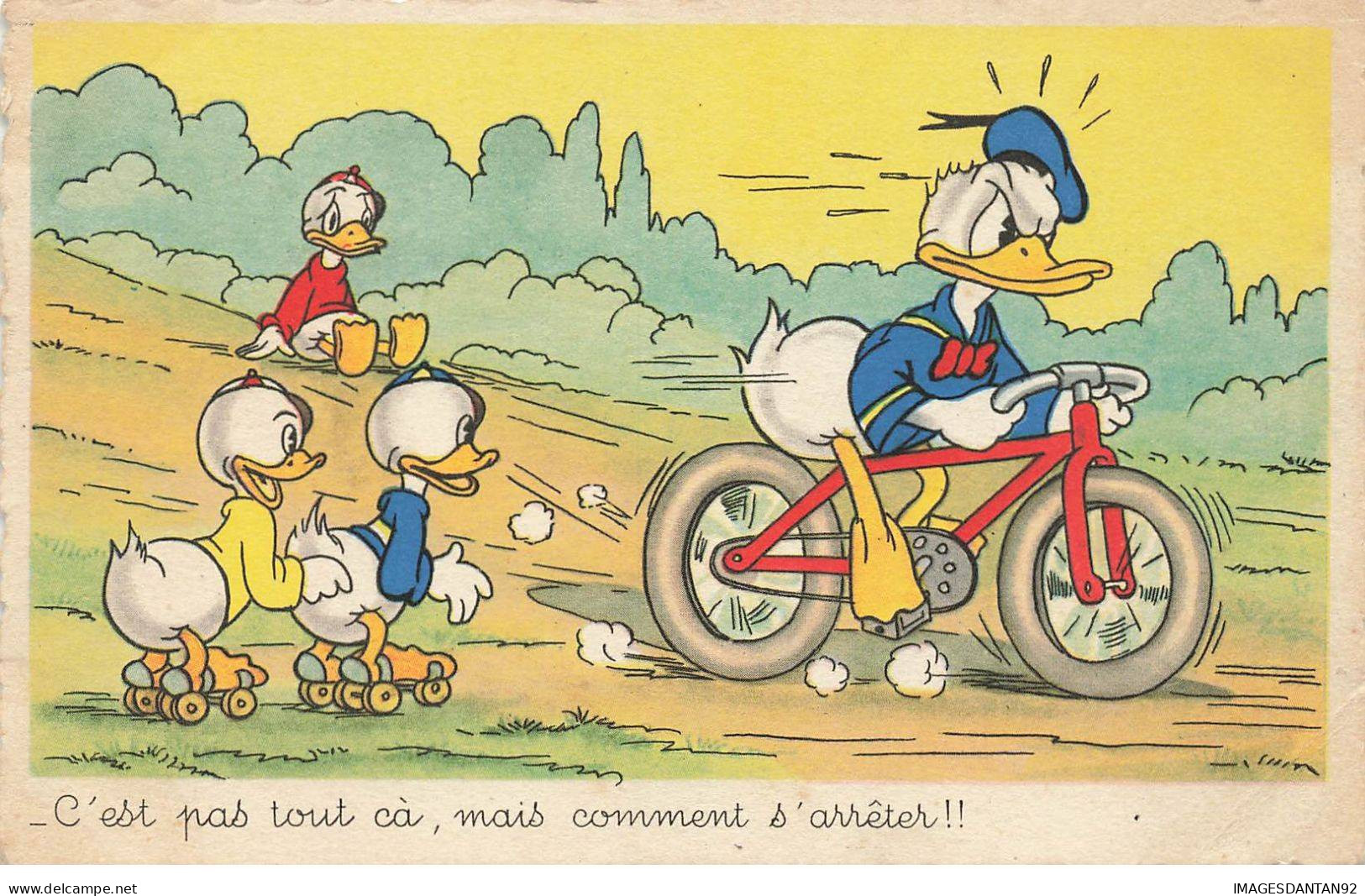 WALT DISNEY #DC51338  DONALD FAIT DU VELO ET ENFANTS EN PATIN A ROULETTES - Andere & Zonder Classificatie