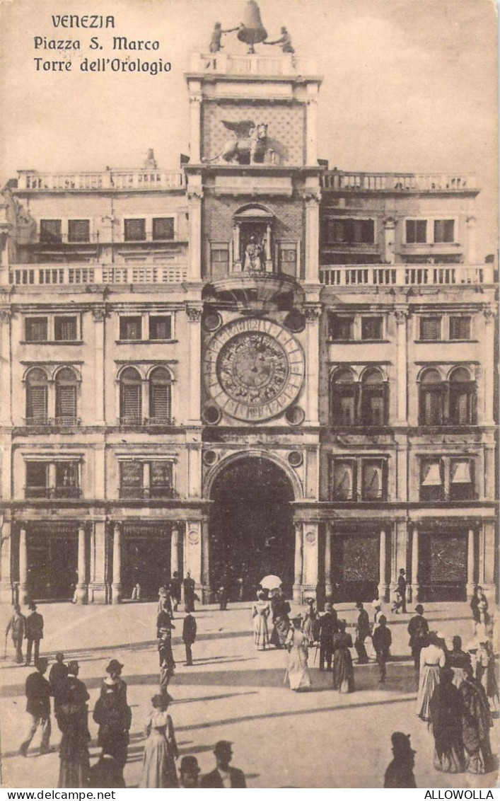 26806 " VENEZIA-PIAZZA S. MARCO-TORRE DELL'OROLOGIO " ANIMATA -VERA FOTO--CART. SPED.1916 - Venezia (Venice)
