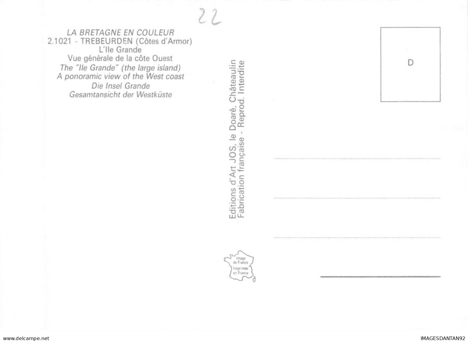 22 TREBEURDEN AA#DC524 L ILE GRANDE VUE GENERALE DE LA COTE OUEST - Trébeurden