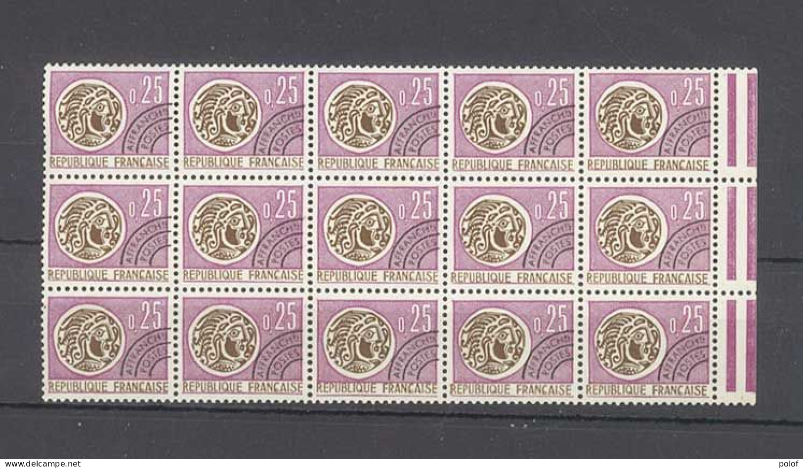 PREOBLITERE - Monnaie Gauloise - Bloc De 15 Timbres Neufs Sans Trace De Charnière - Yvert 126 - Gomme Intacte BDF - 1964-1988