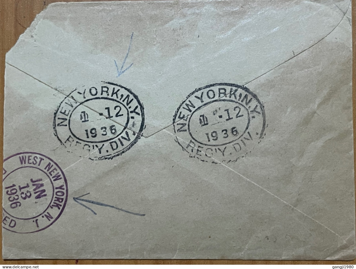 BELIZE BRITISH HONDURAS 1936, ON HE'S MAJESTY SERVICE COVER, REGISTRATION USED TO USA, NEW YORK 2 DIFF CANCEL. - Honduras Británica (...-1970)