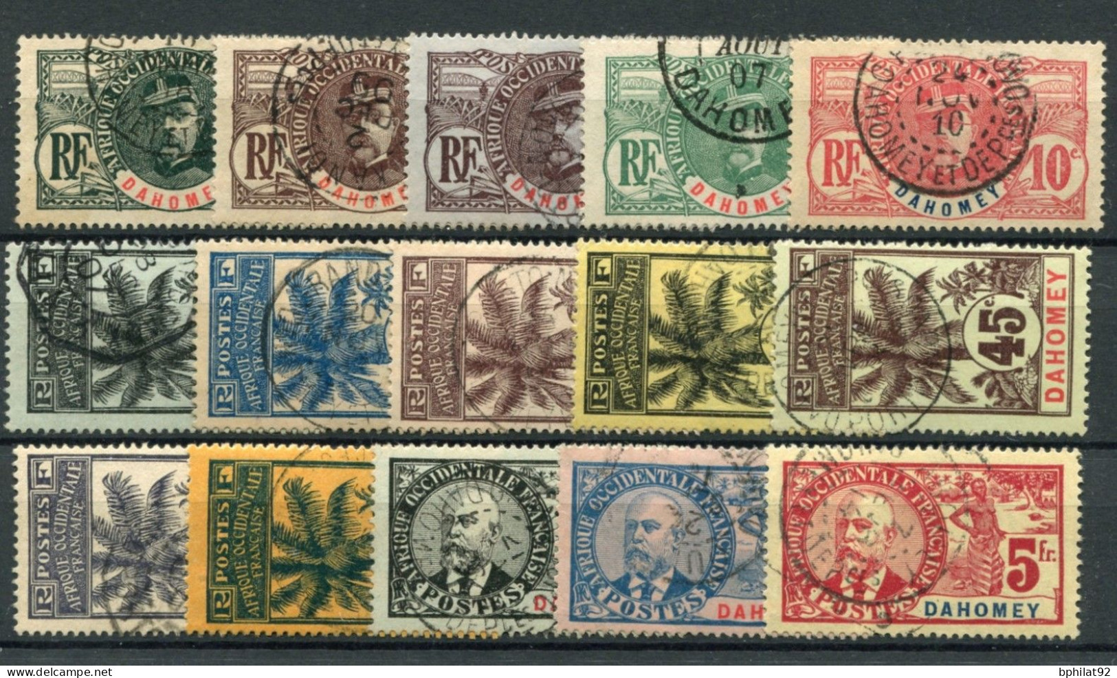 !!! DAHOMEY, SERIE N°18/32 OBLITEREE, N°31 ET 32 SIGNES BRUN - Used Stamps