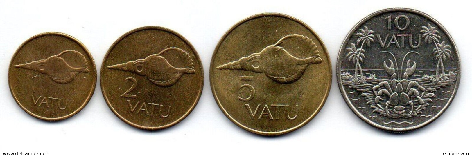 VANUATU-Setof 4coins 1, 2, 5, 10 Vatu- Ni-Brass, Cu-Ni- 1990-1999, KM #3 - 6 - Vanuatu