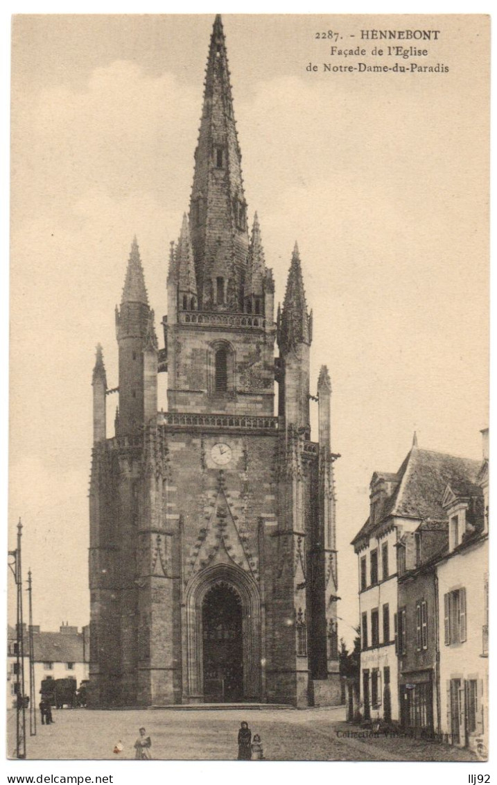 CPA 56 - HENNEBONT (Morbihan) - 2287. Façade De L'Eglise De Notre Dame Du Paradis - Coll. Villard - Hennebont