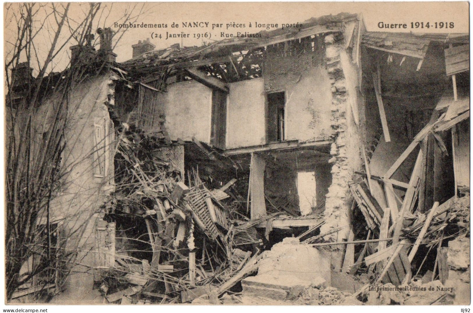 CPA 54 - NANCY (Meurthe Et Moselle) - Rue Palissot, Janvier 1916. 1914-1918. Bombardements Par Pièces à Longue Portée - Nancy