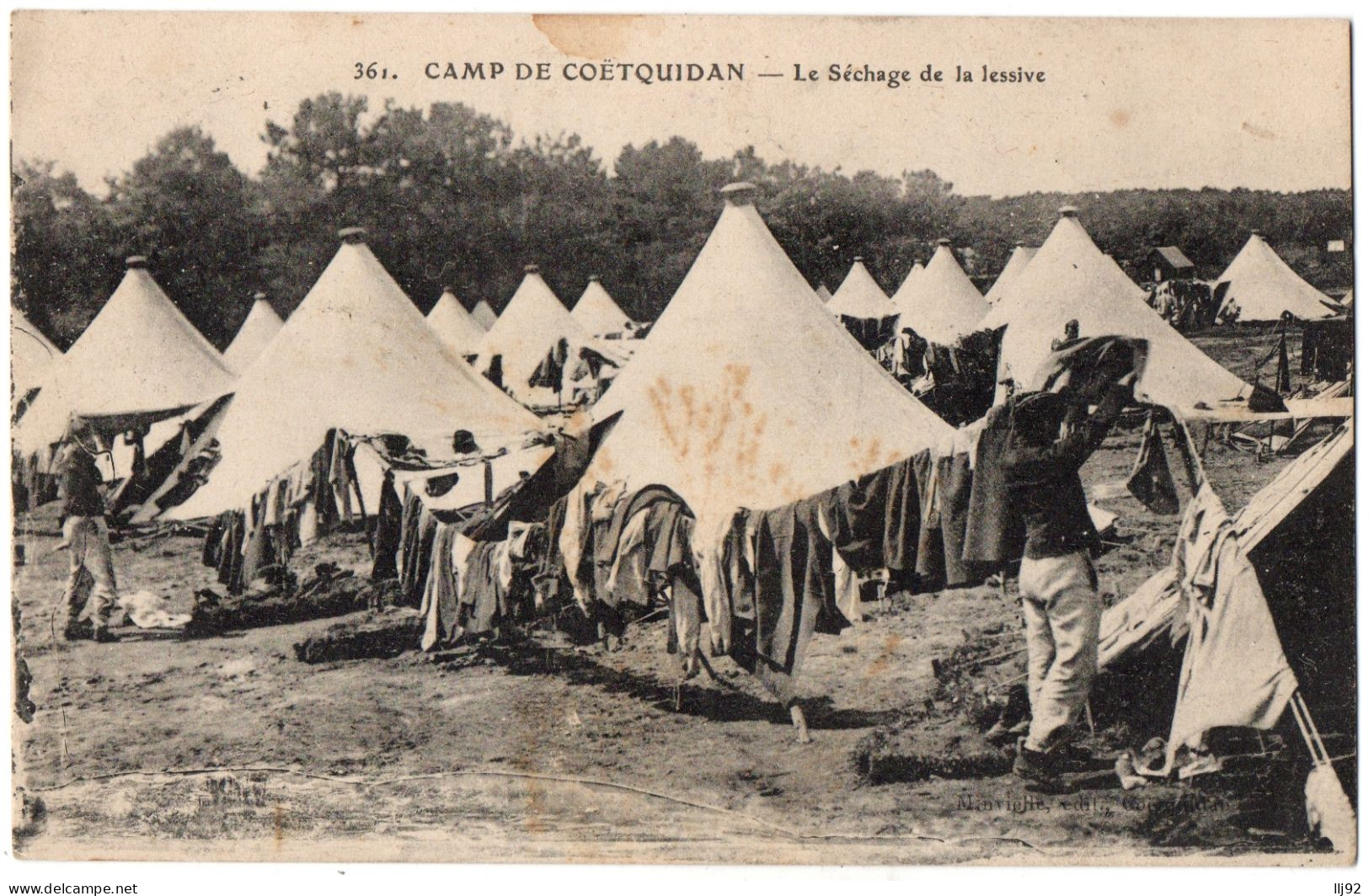 CPA 56 - Camp De COETQUIDAN (Morbihan) - 361. Le Sèchage De La Lessive - Ed. Minvielle - Guer Coetquidan