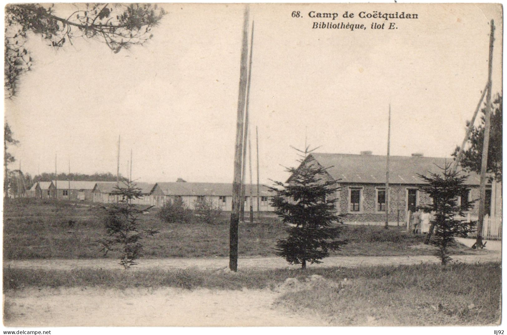 CPA 56 - Camp De COETQUIDAN (Morbihan) - 68. Bibliothèque, Ilot E. - Guer Coetquidan