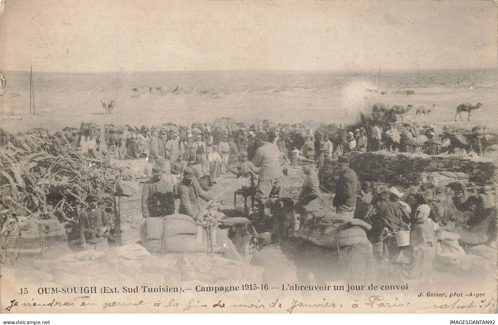 TUNISIE #MK53344 OUM SOUIGH CAMPAGNE 1915 16 L ABREUVOIR UN JOUR DE CONVOI - Tunesien