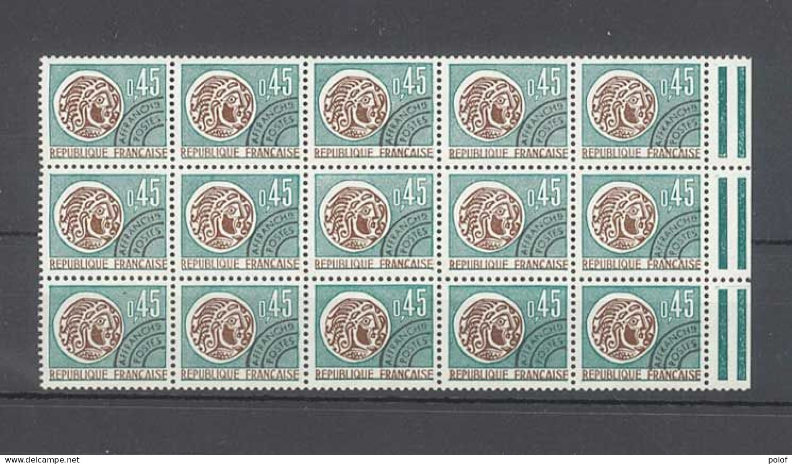 PREOBLITERE - Monnaie Gauloise - Bloc De 15 Timbres Neufs Sans Trace De Charnière - Yvert 132 - Gomme Intacte BDF - 1964-1988