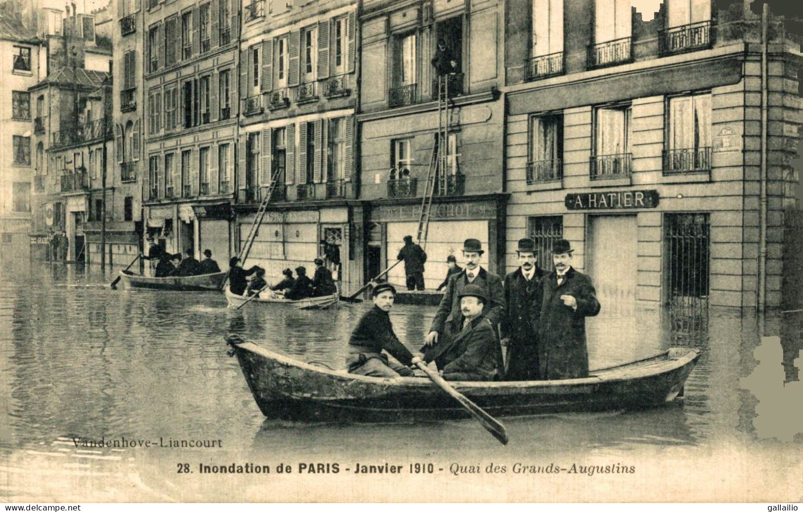 INONDATION DE PARIS QUAI DES GRANDS AUGUSTINS - Inondations De 1910