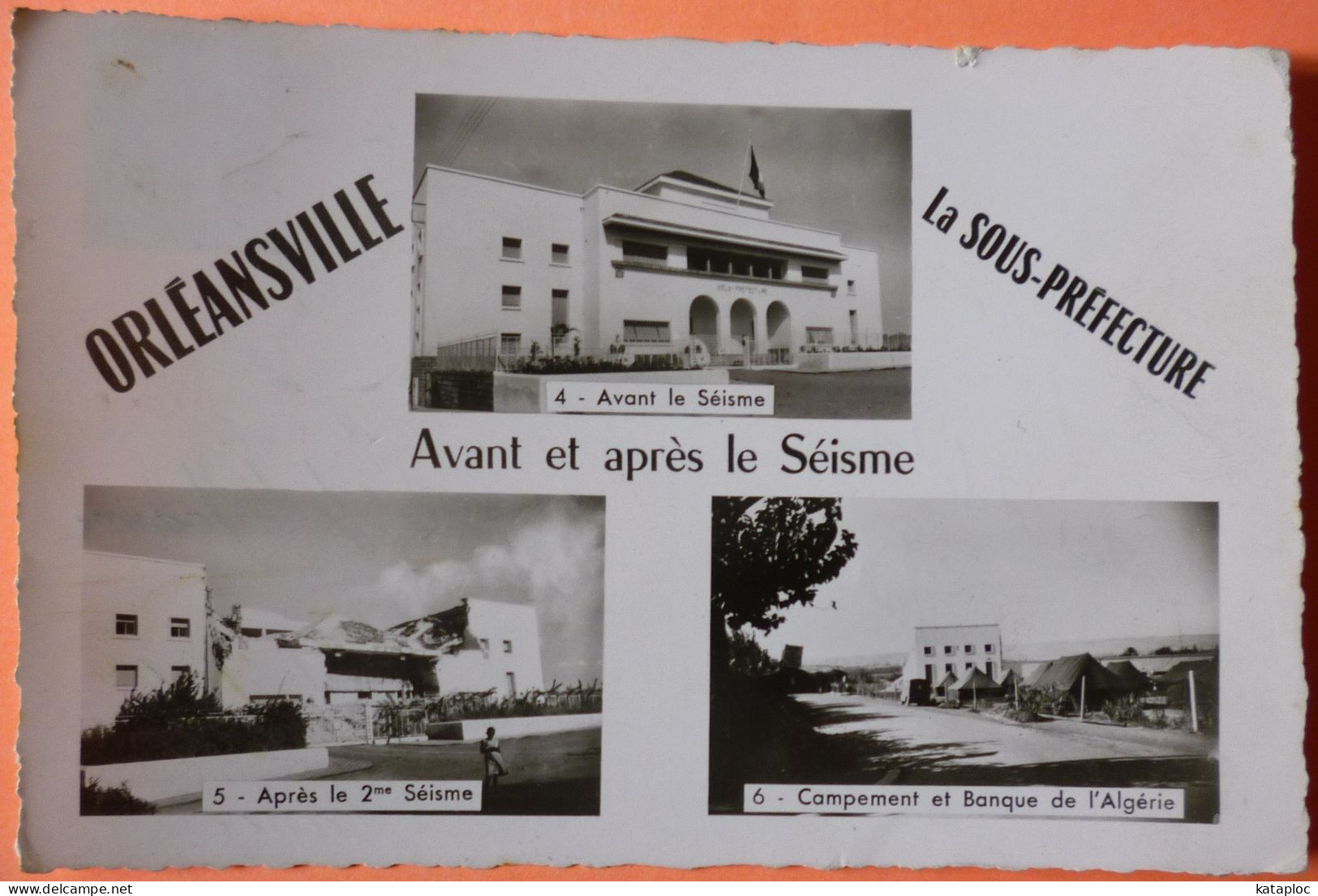 CARTE ALGERIE - ORLEANSVILLE - AVANT & APRES LE SEISME - 1955 - SCAN RECTO/VERSO - Autres & Non Classés