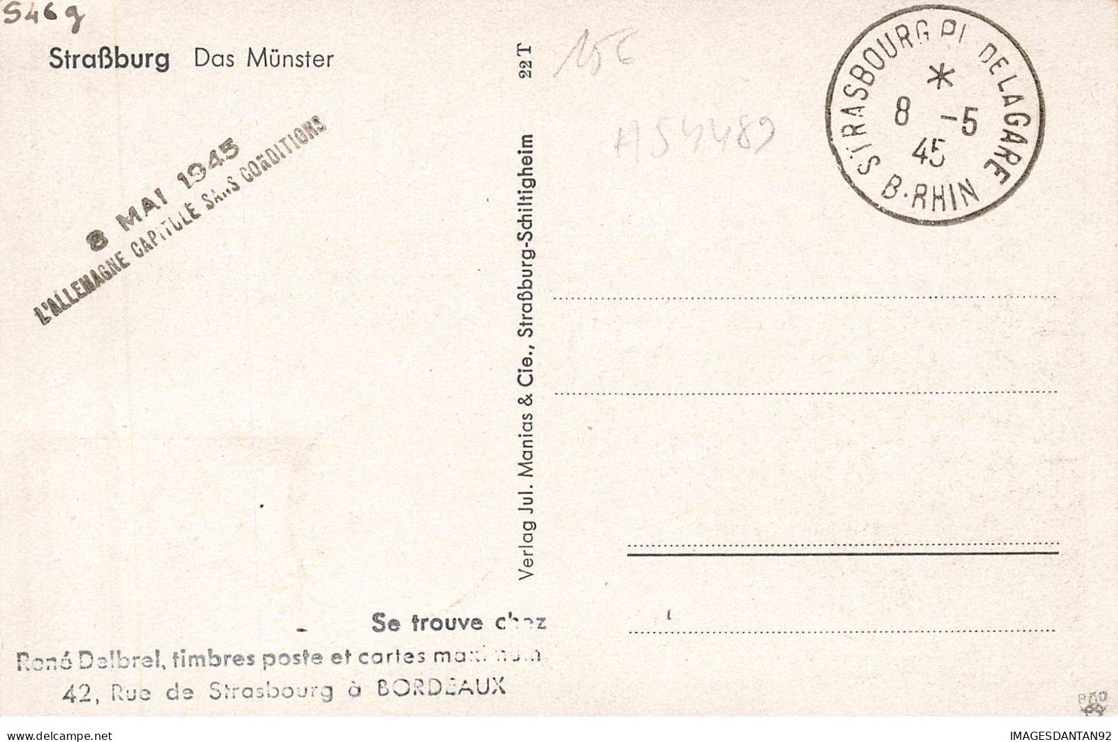 CARTE MAXIMUM #FG54489 YT N°443 Strasbourg 8 Mai 1945 - Strassburg Das Münster - - 1940-1949