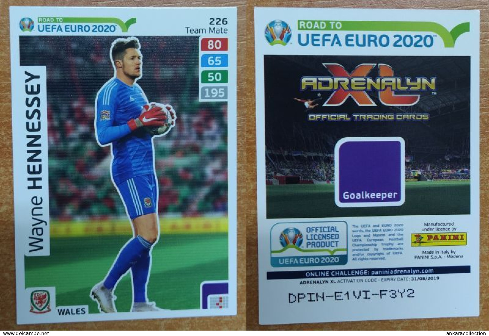 AC - 226 WAYNE HENNESSEY  WALES TEAM MATES  ROAD TO EURO 2020  PANINI 2019 ADRENALYN TRADING CARD - Trading Cards
