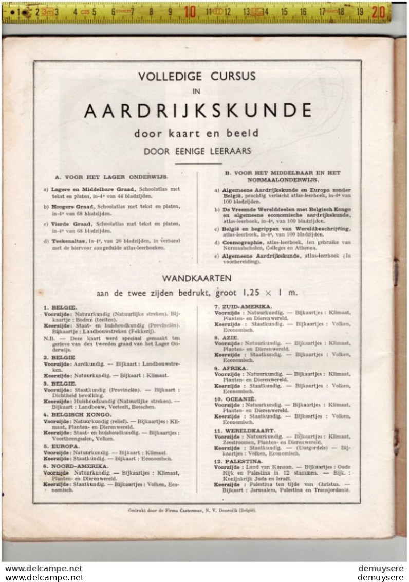 BOEK 0101  - Aardrijkskunde Atlas-leerboek - 1944 - 68 Blz; - Lagere School 4 De Graad -  Door Eenige Leeraars - Scolastici
