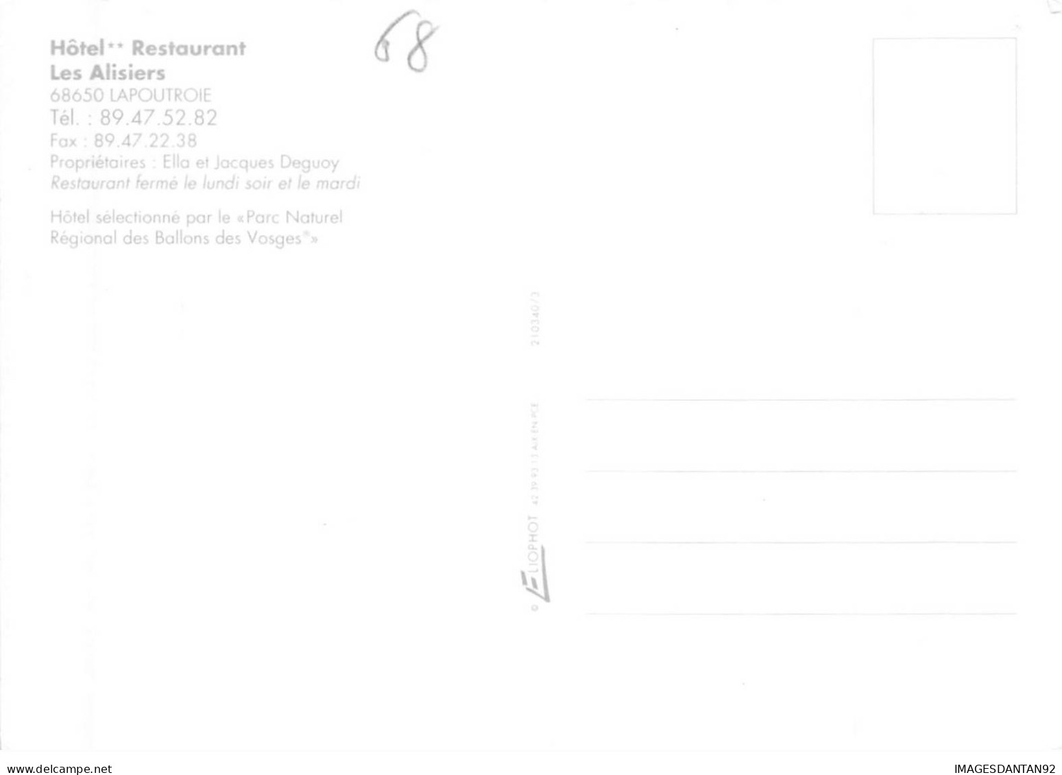 68 LAPOUTROIE AA#DC914 HOTEL RETAURANT LES ALISIERS ET SES ENVIRONS MONTAGNEUX - Lapoutroie