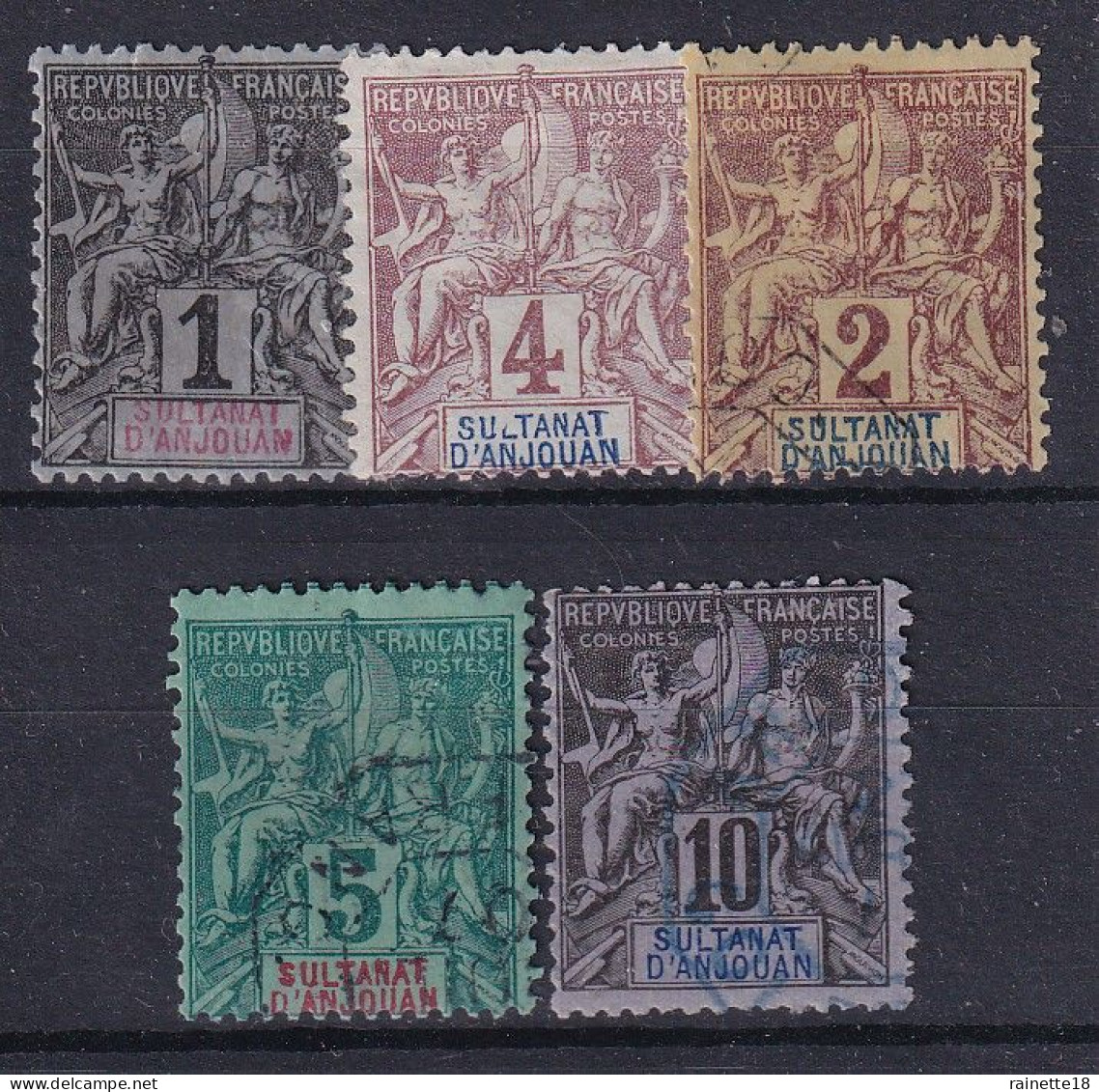 Sultanat D'Anjouan      1/5  Oblitérés - Used Stamps