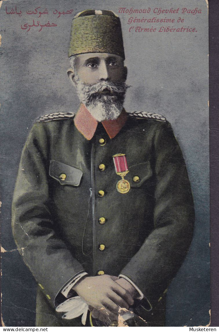 British Levant PPC Mohmoud Chevket Pacha Généralissime De L'armée Libératrice CONSTANTINOPLE 1914 SHEFFIELD (2 Scans) - Turkey