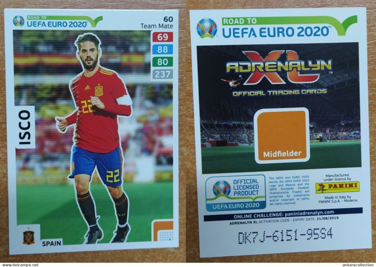 AC - 60 ISCO  SPAIN TEAM MATES  ROAD TO EURO 2020  PANINI 2019 ADRENALYN TRADING CARD - Trading Cards