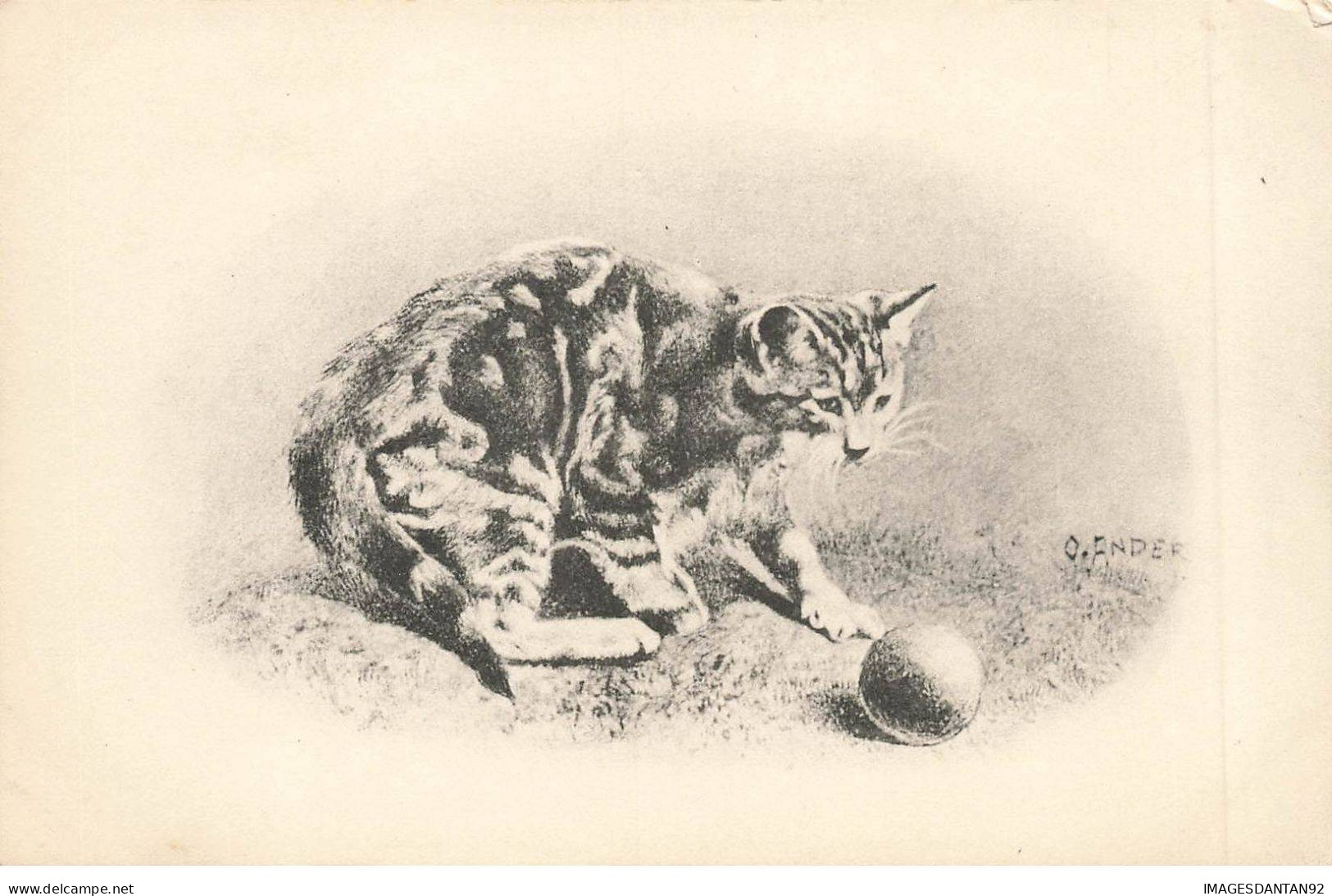 CHATS AC#MK914 CHAT TIGRE AVEC UNE BALLE PAR ILLUSTRATEUR ANDERS - Cats