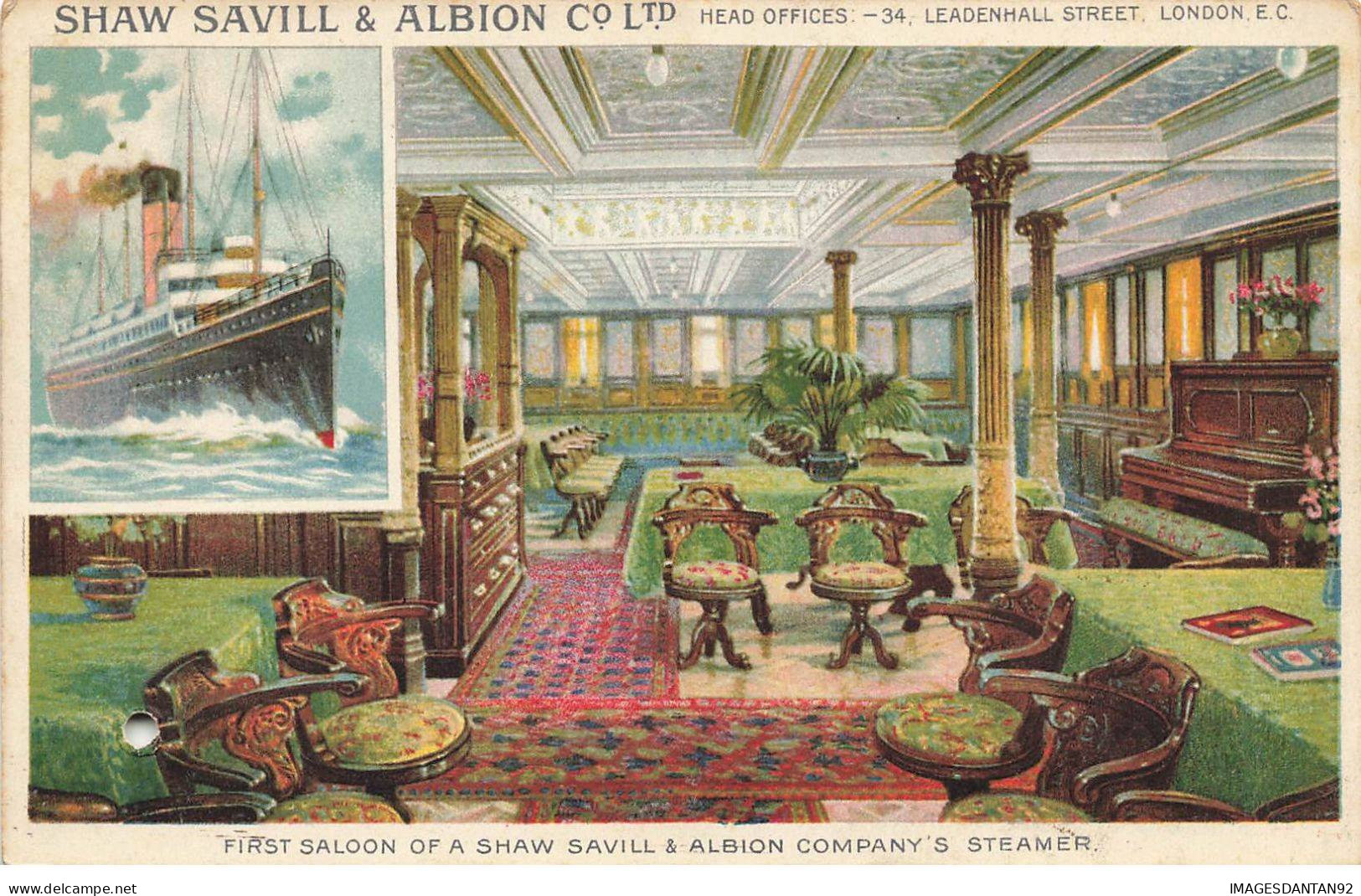 BATEAUX AC#MK654 FIRST SALOON OF A SHAW SAVILL ET ALBION COMPANYS STEAMER PAQUEBOT URUGUAY - Paquebote