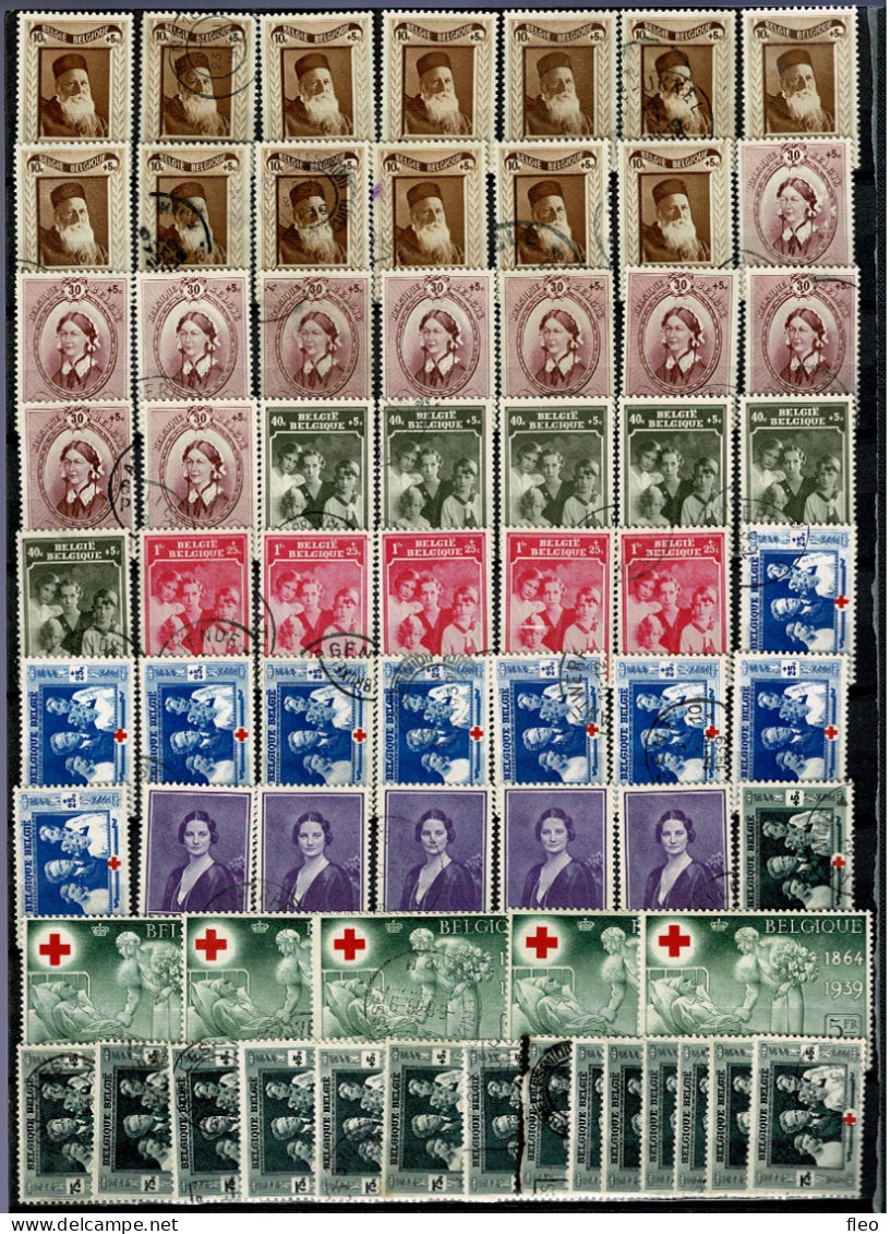 1939 496/503 ( Lot  68  Timbres ° & *) : Croix Rouge /Rode Kruis - Oblitérés