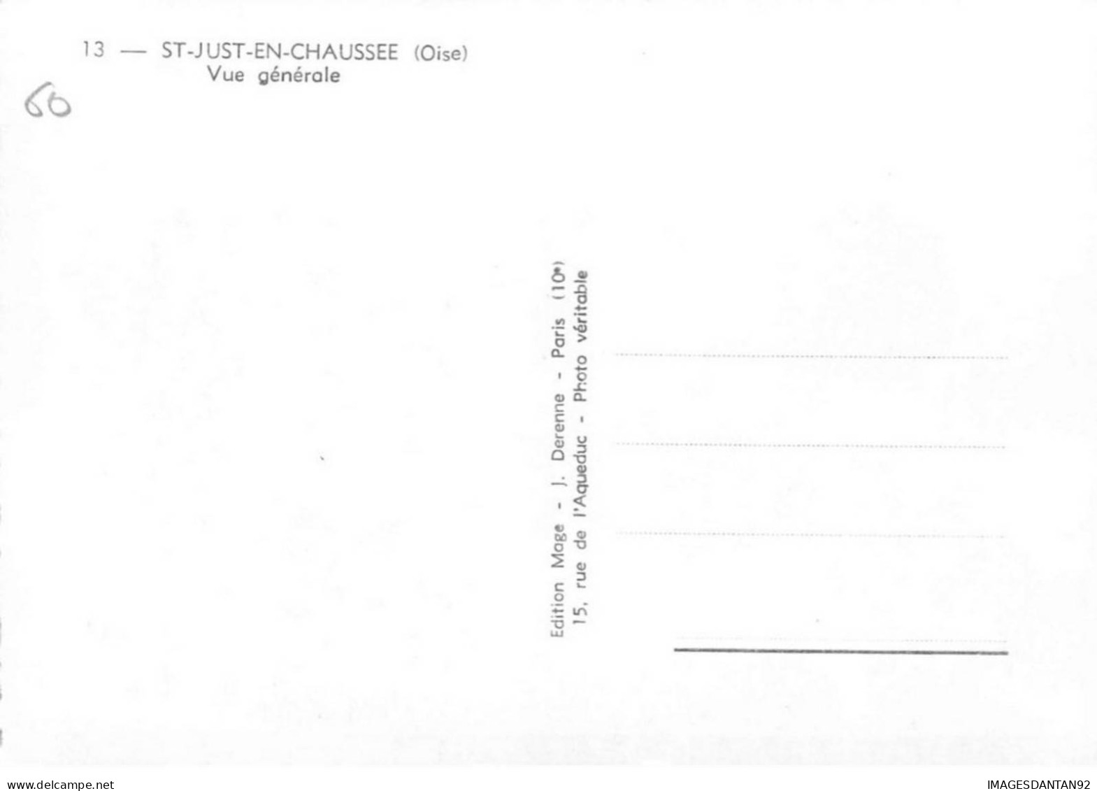 60 SAINT JUST EN CHAUSSEE AE#DC431 VUE GENERALE DE LA VILLE SON EGLISE - Saint Just En Chaussee