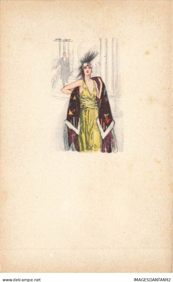 ILLUSTRATEURS AC#MK999 FEMME EN ROBE JAUNE PAR ILLUSTRATEUR MAUZAN - Mauzan, L.A.