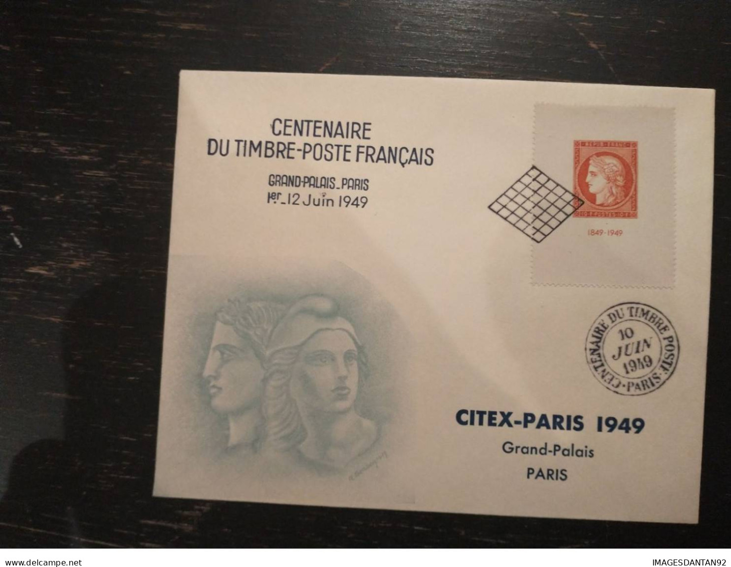 FDC PARIS 10.6.1949 - CENTENAIRE DU TIMBRE-POSTE FRANCAIS - Bloc CITEX - - ....-1949