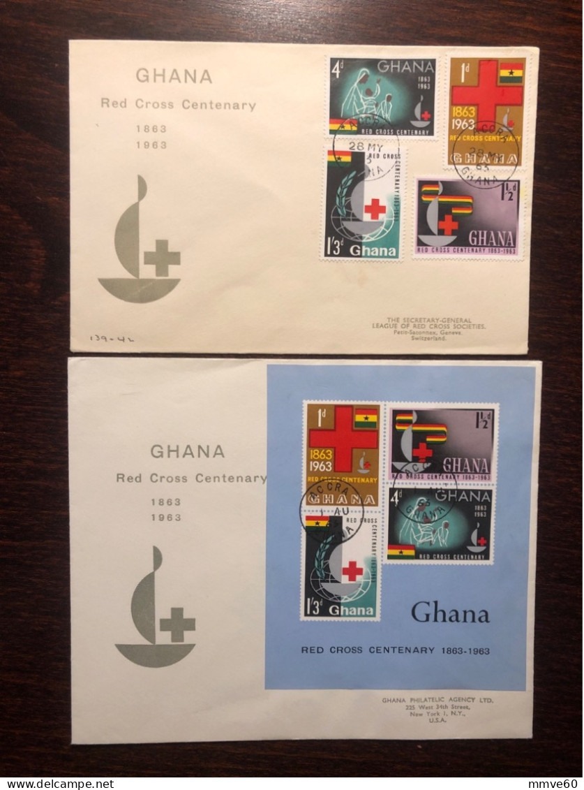 GHANA FDC COVER 1963 YEAR RED CROSS HEALTH MEDICINE STAMPS - Ghana (1957-...)