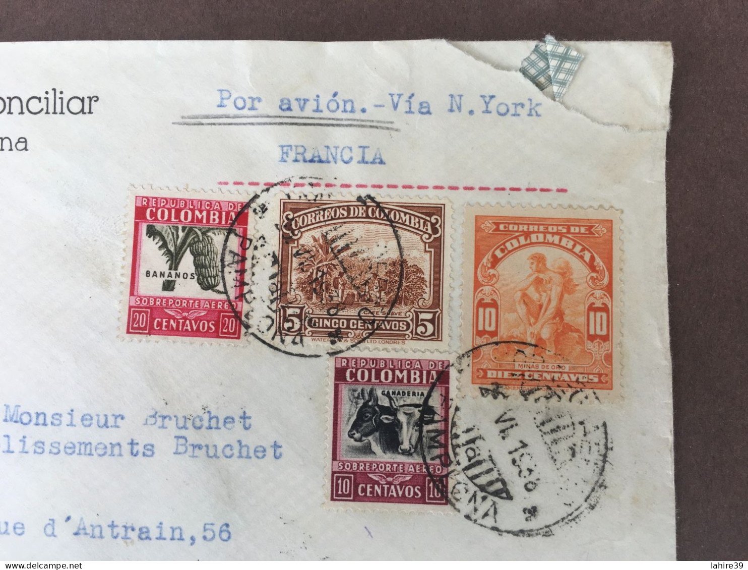 Enveloppe Timbrée / Par Avion / Séminaire De Pamplona / Bogota / Colombie / 1938 - Other & Unclassified