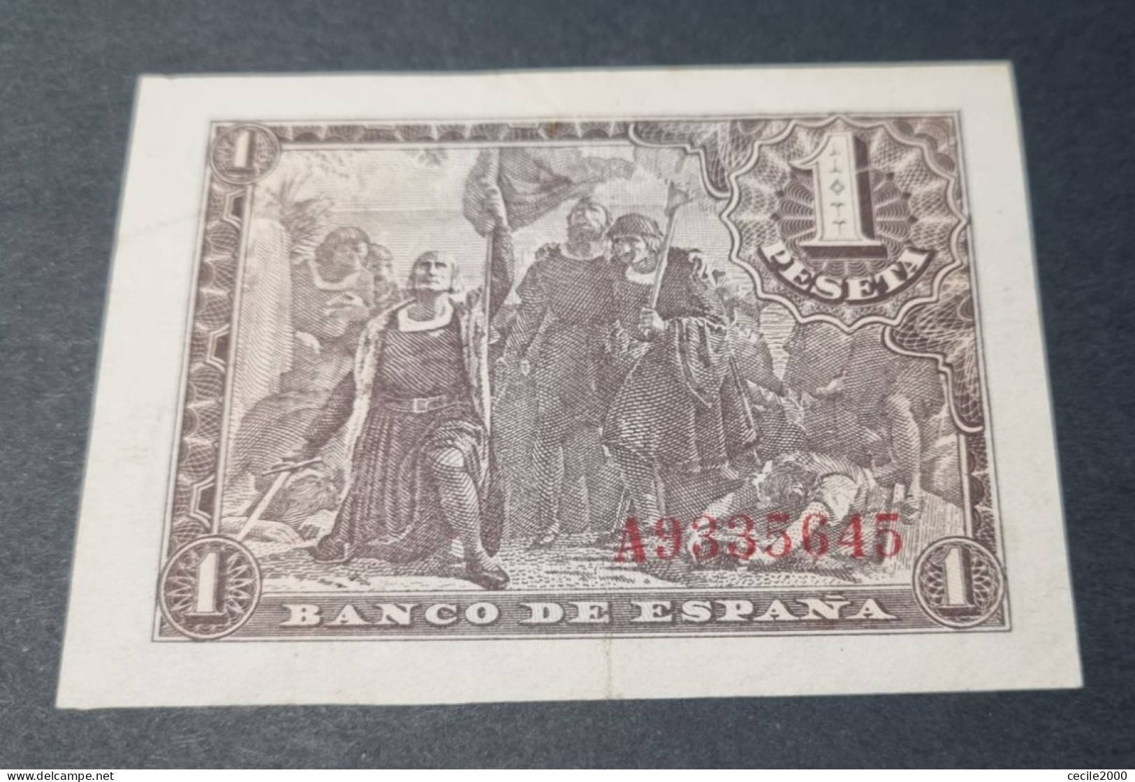 SPAIN BANKNOTE 1 PESETA 1943 AUNC / EBC+ BILLETE ESPAÑA SERIE A *COMPRAS MULTIPLES CONSULTAR* - 1-2 Pesetas