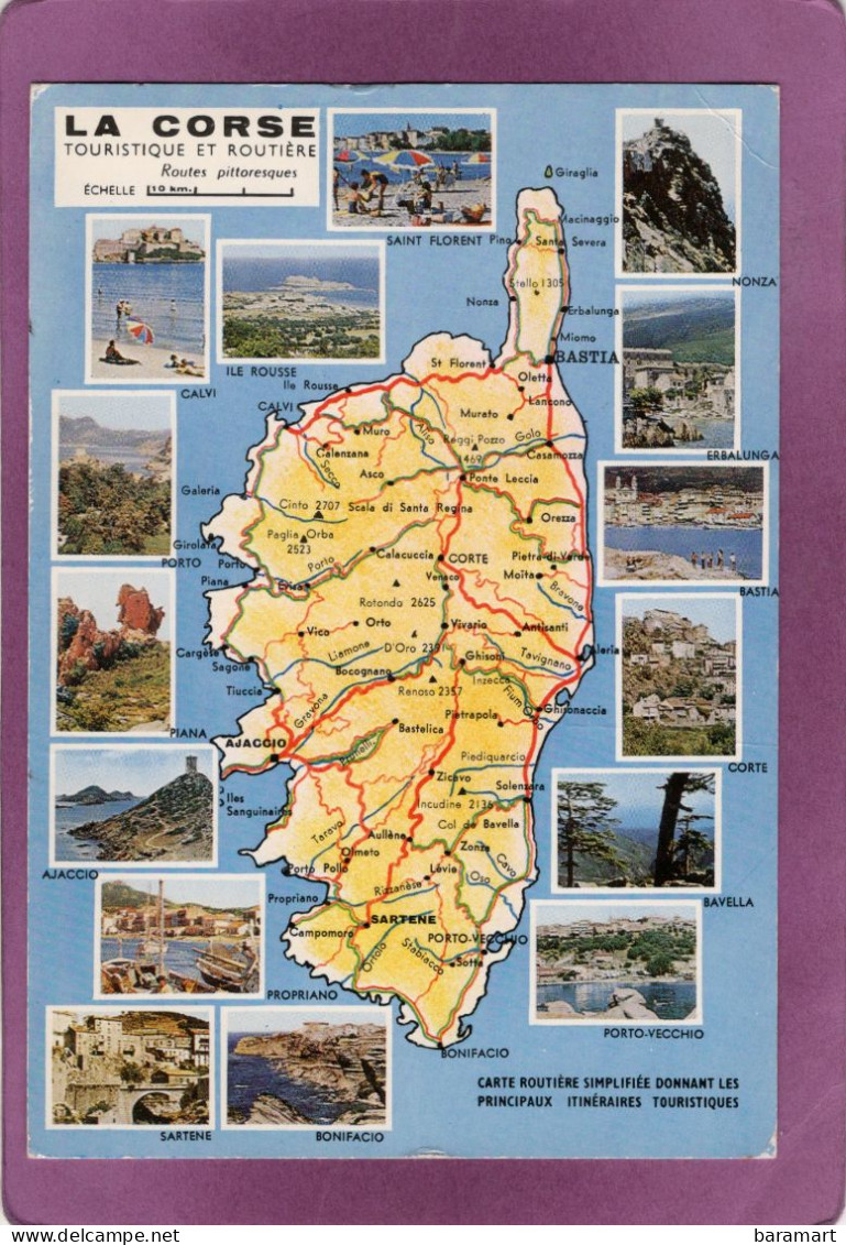 20 2A 2B   LA CORSE Touristique Et Routière Carte Géographique Multivues - Corse