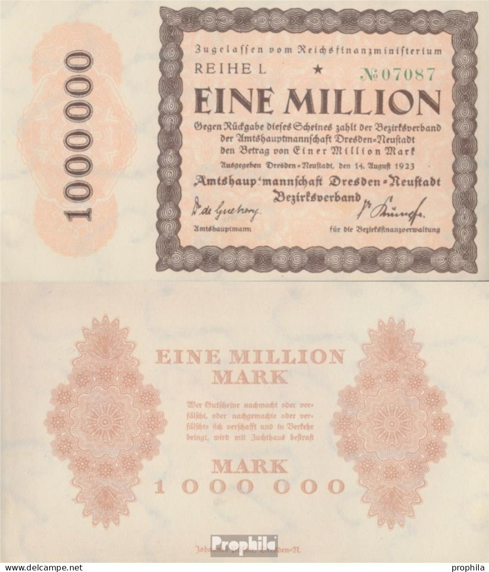 Dresden-Neustadt Inflationsgeld Stadt Dresden-Neustadt Bankfrisch 1923 1 Million Mark - 1 Miljoen Mark