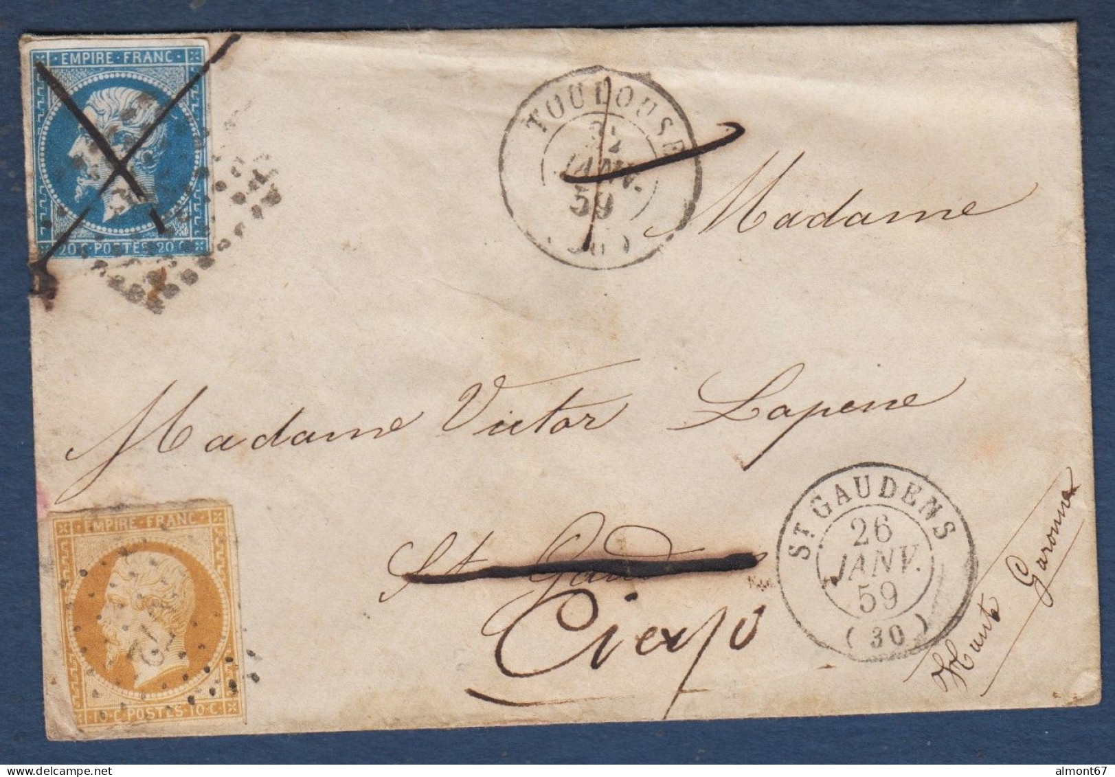 Haute Garonne -  Lettre De Toulouse à  St Gaudens Réexpédiée à Cierp - 1849-1876: Klassik