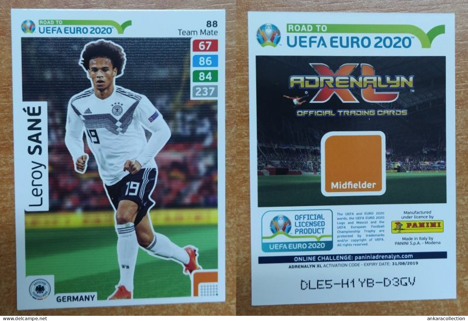 AC - 88 LEROY SANE  GERMANY TEAM MATES  ROAD TO EURO 2020  PANINI 2019 ADRENALYN TRADING CARD - Trading Cards
