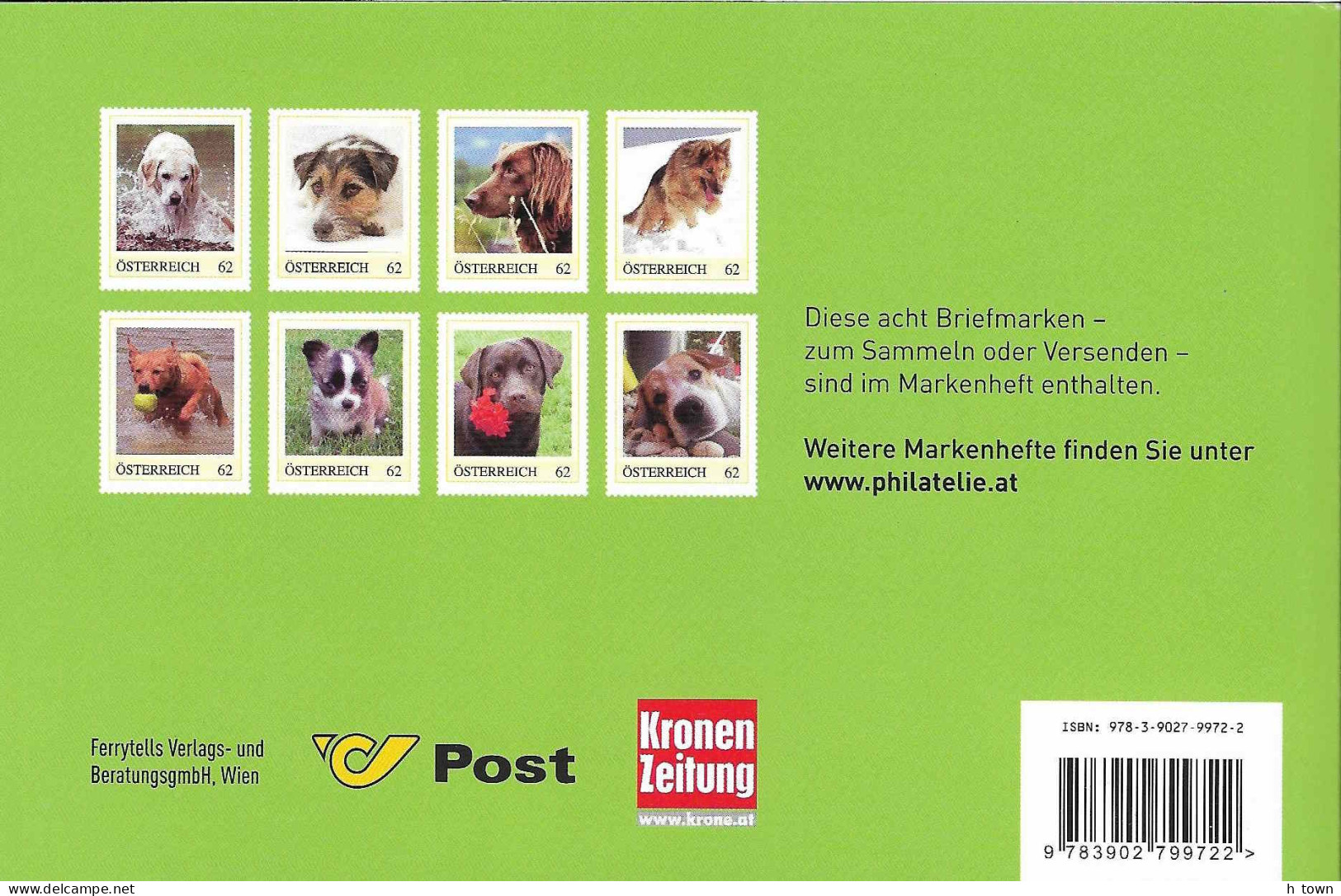 335  Chiens: Carnet De Timbres Pers. D'Autriche - Dogs: Booklet Of "Personalized" Stamps From Austria. Tennis Ball - Tennis