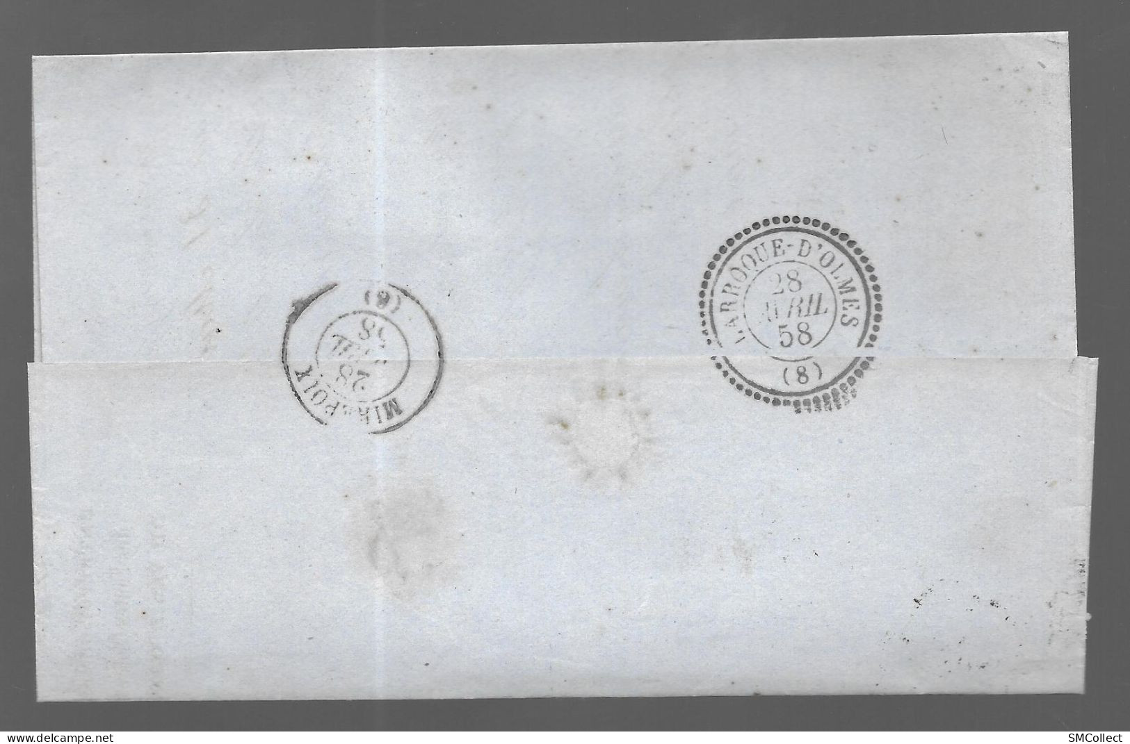 Timbre Napoléon III Bleu 20 Centimes Sur Lettre, Oblitération Losange 3383 Toulouse (As) - Cachets Manuels