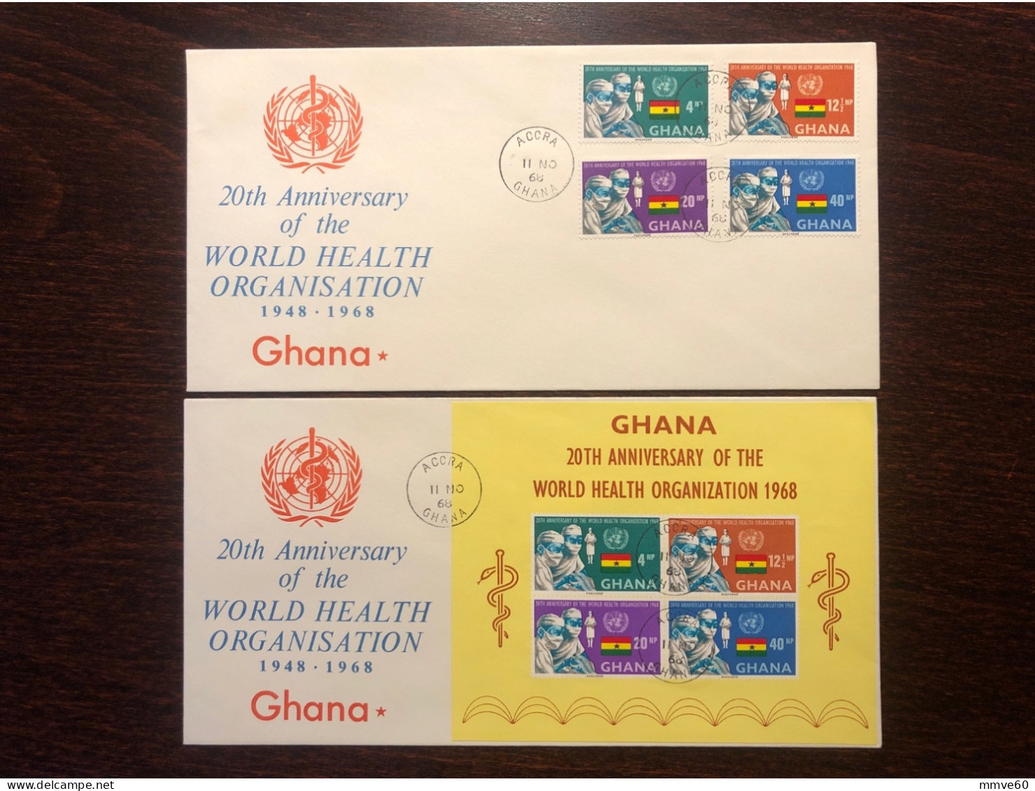 GHANA FDC COVER 1968 YEAR WHO OMS  HEALTH MEDICINE STAMPS - Ghana (1957-...)