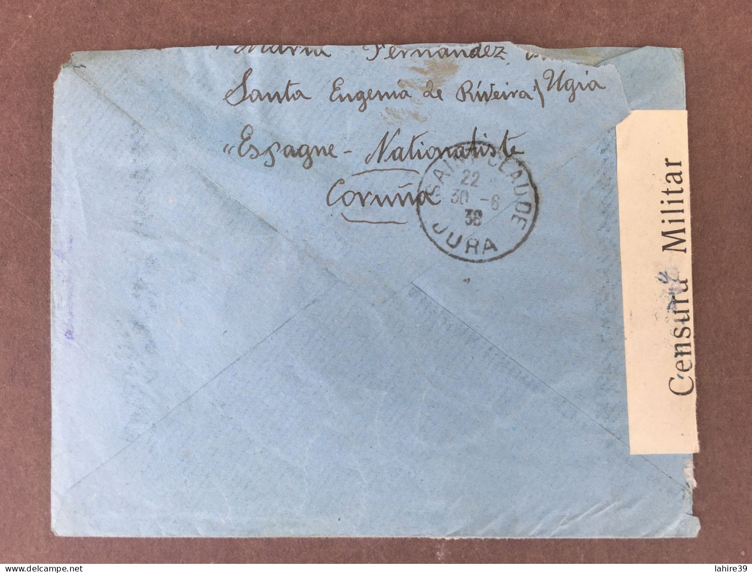 Enveloppe Timbrée / Censure Militaire / Iviva Espana / Espagne / 1938 - Covers & Documents