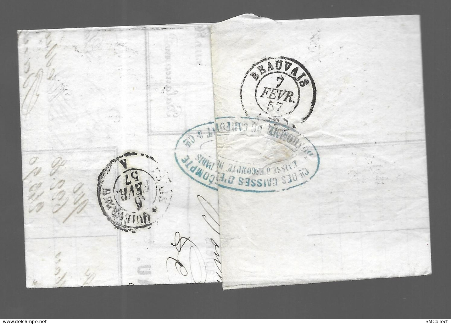 Paire De Timbres Napoléon III Bleu 20 Centimes Sur Lettre, Oblitération étoile Paris (As) - Manual Postmarks