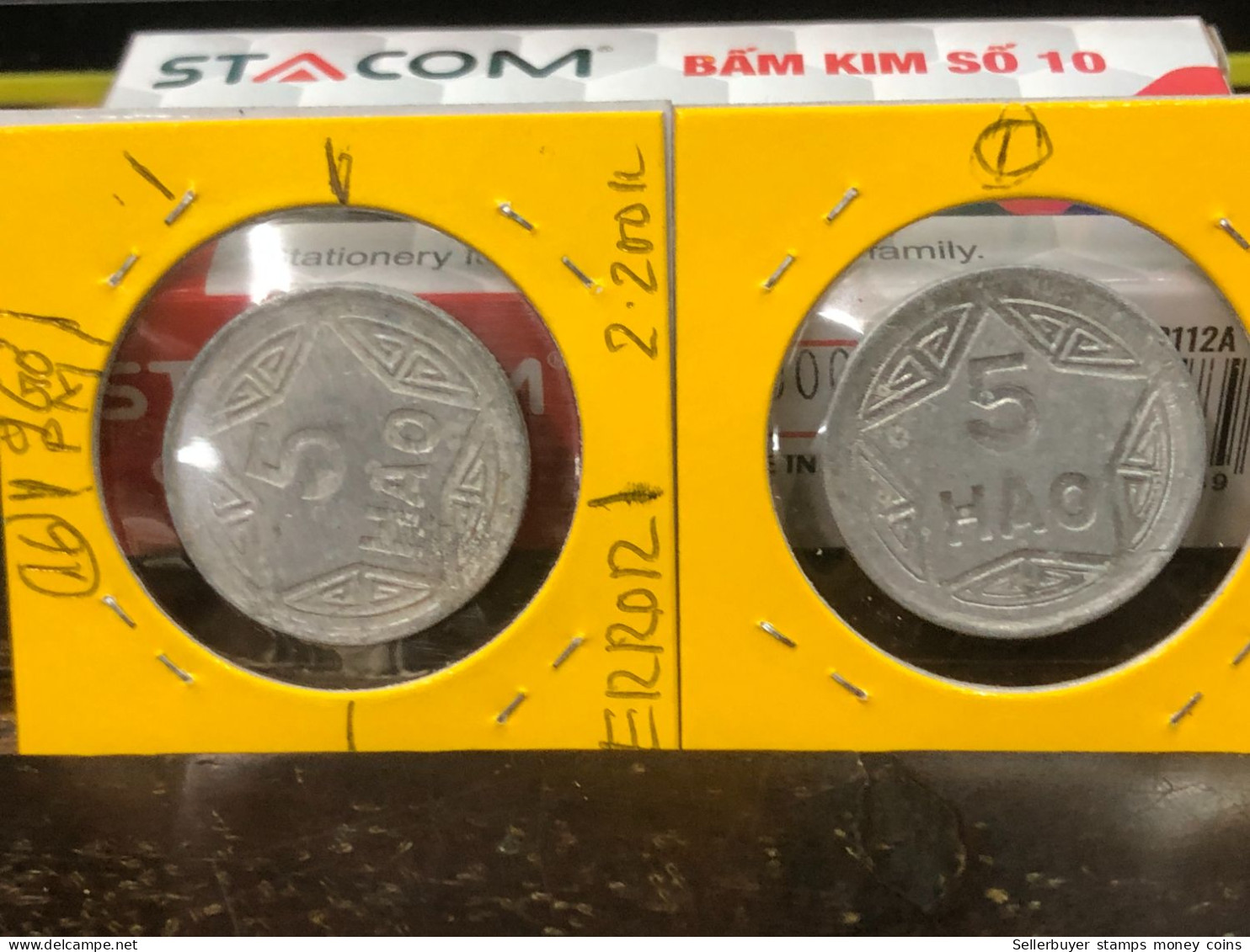 VIET-NAM DAN-CHU CONG-HOA-aluminium-KM#2.1 1946 5 Hao(coins Error Backside Printing 9 Pm)-1 Pcs- Xf No 16 - Vietnam