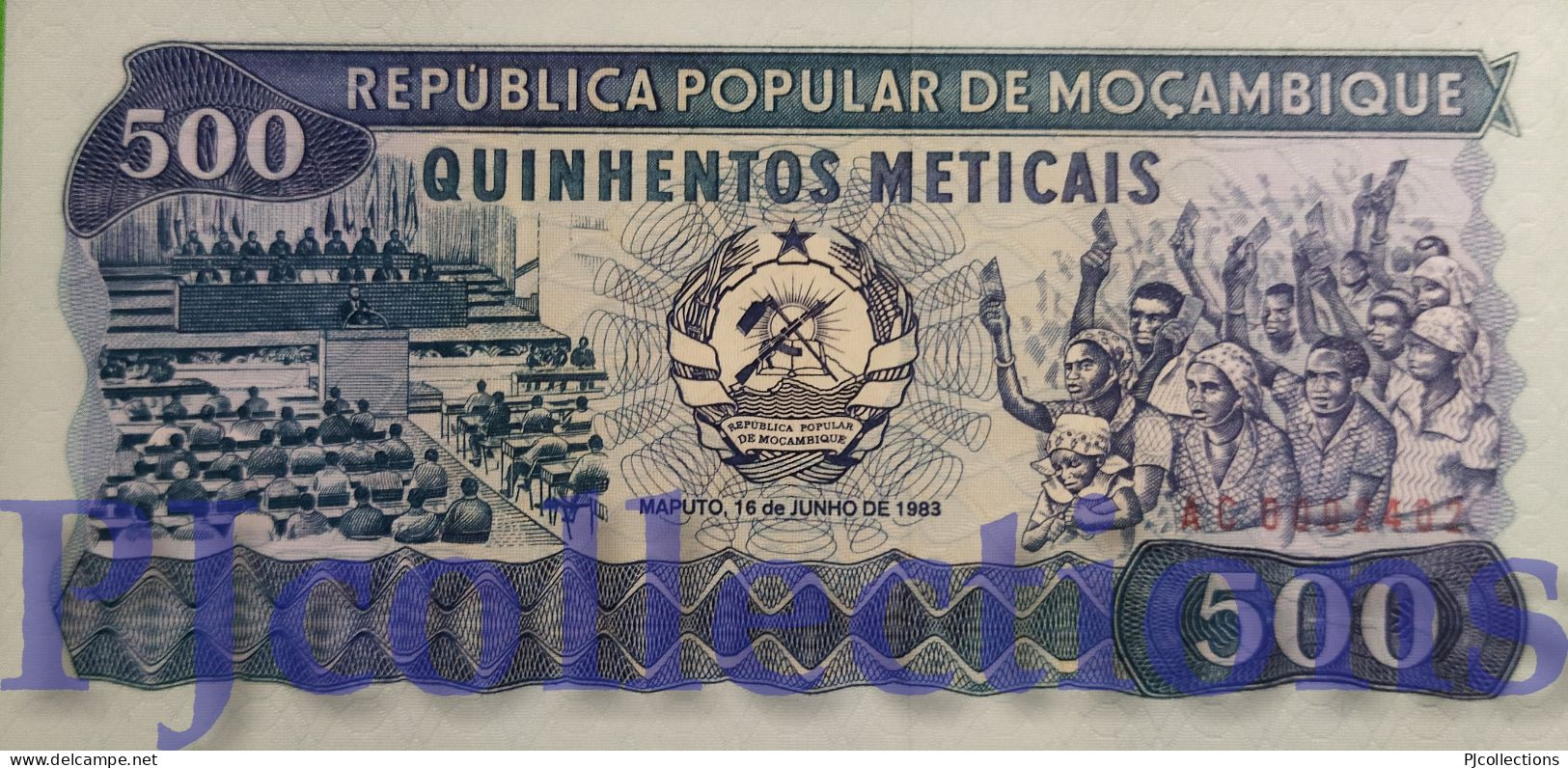MOZAMBIQUE 500 ESCUDOS 1983 PICK 131a UNC LOW SERIAL NUMBER "AC0002402" - Mozambico