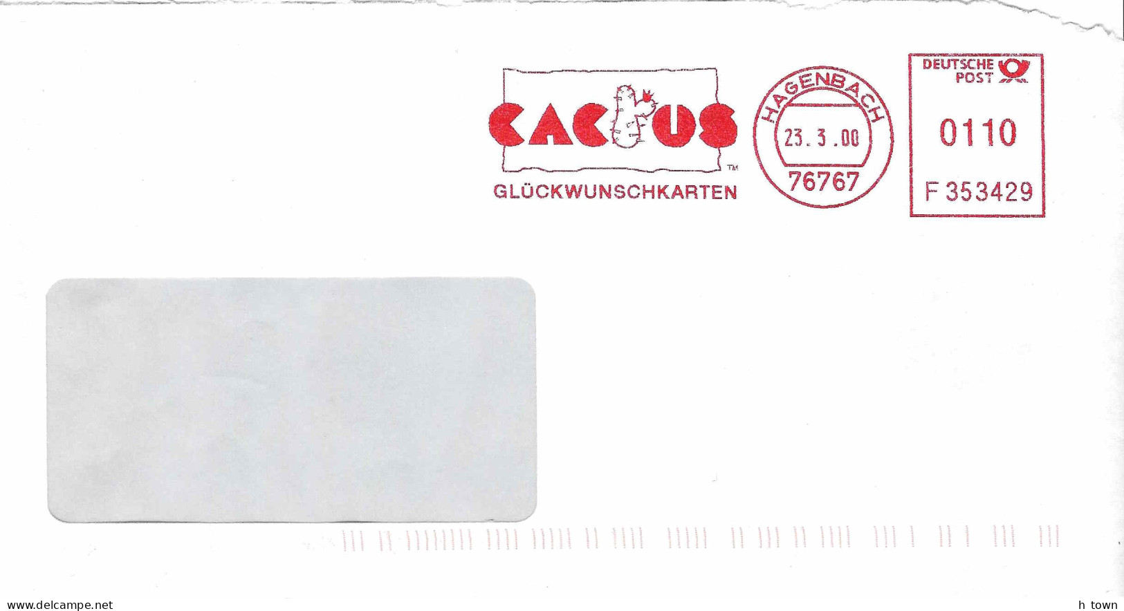 413  Cactus: Ema D'Allemagne, 2000 - Meter Stamp From Hagenbach, Germany. Cactier - Cactus