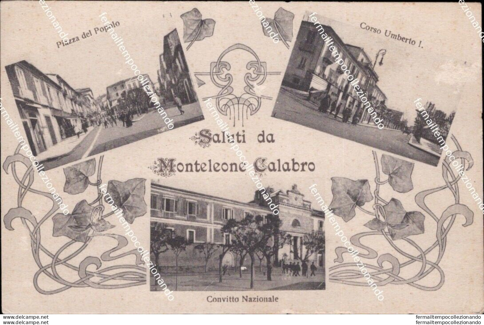 Ba689 Cartolina Saluti Da Monteleone Calabro Convitto Nazionale Vibo Valentia - Vibo Valentia