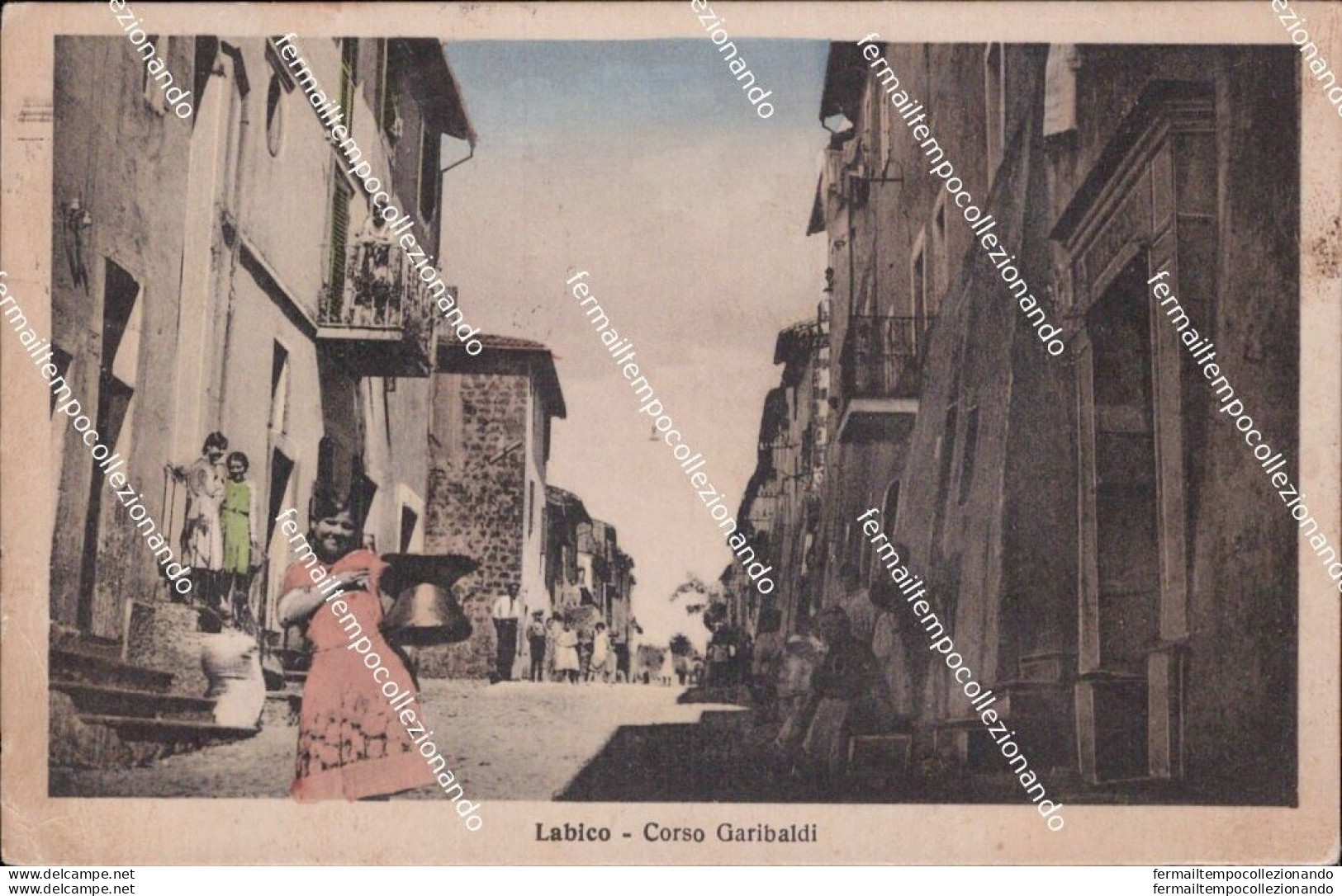 Ba676 Cartolina Labico  Corso Garibaldi Provincia Di Roma Lazio - Other & Unclassified