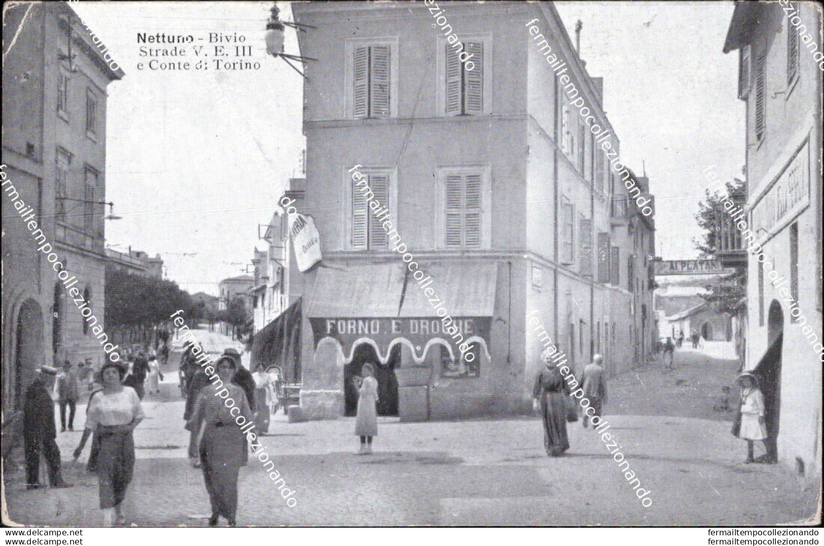 Ba681 Cartolina Nettuno Bivio Strade Vittorio Emanuele E Conte Di Torino Roma - Autres & Non Classés