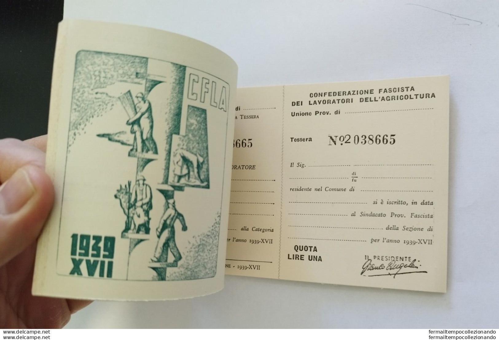 Bs Libretto Con 10 Tessere Tessera Fascista Cfla Lavoratori Agricoltura Rarita' - Membership Cards