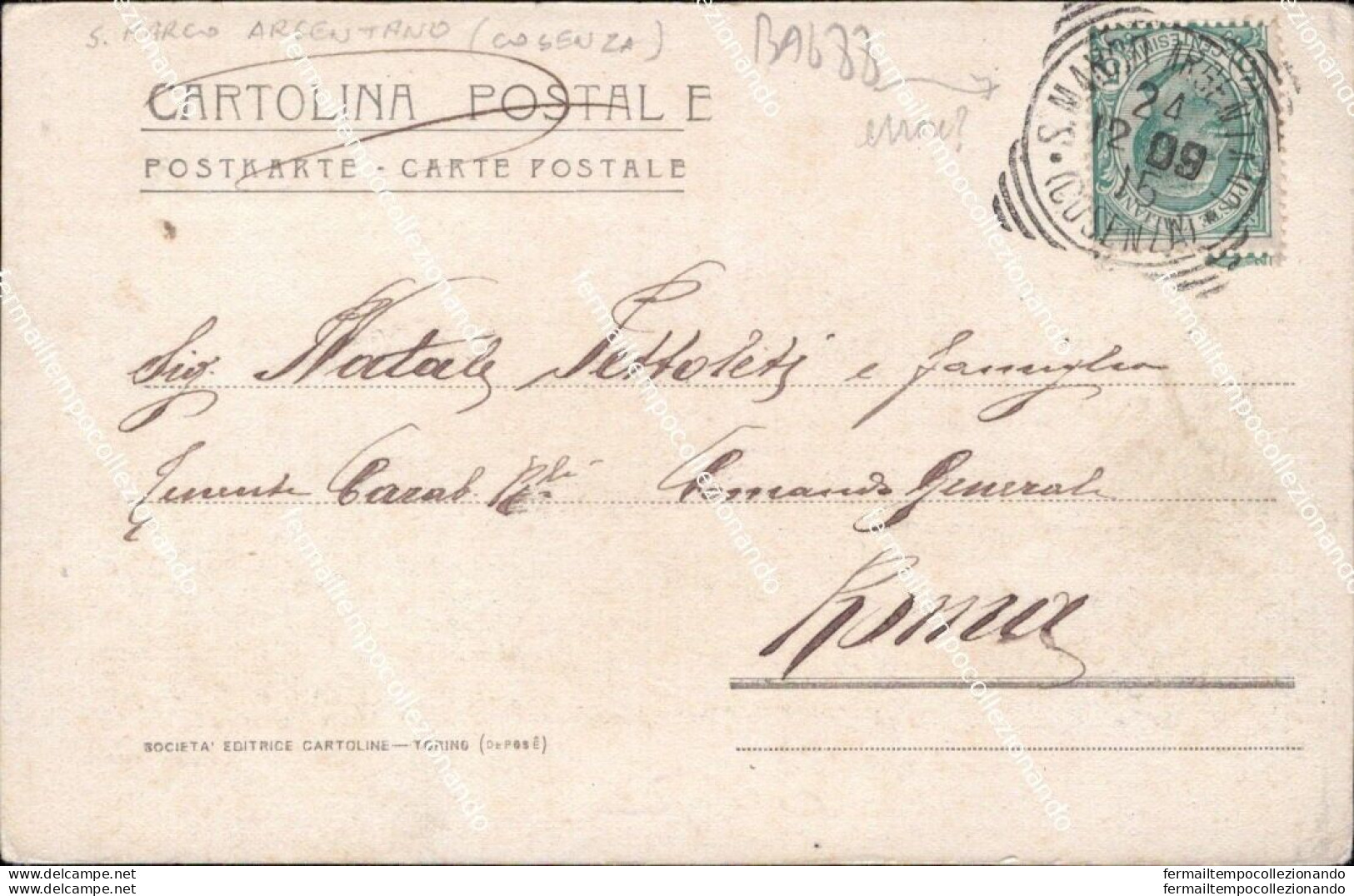 Ba688 Cartolina S.marco Argentano Palazzo Degli Uffici Provincia Di Cosenza 1909 - Cosenza