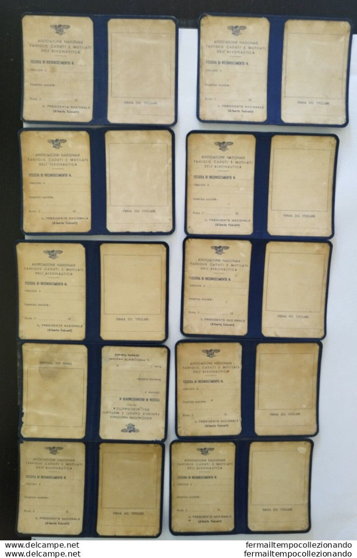 Bs 10 Tessere Tessera Associazione Nazionale Famiglie Caduti Dell'aeronautica - Mitgliedskarten