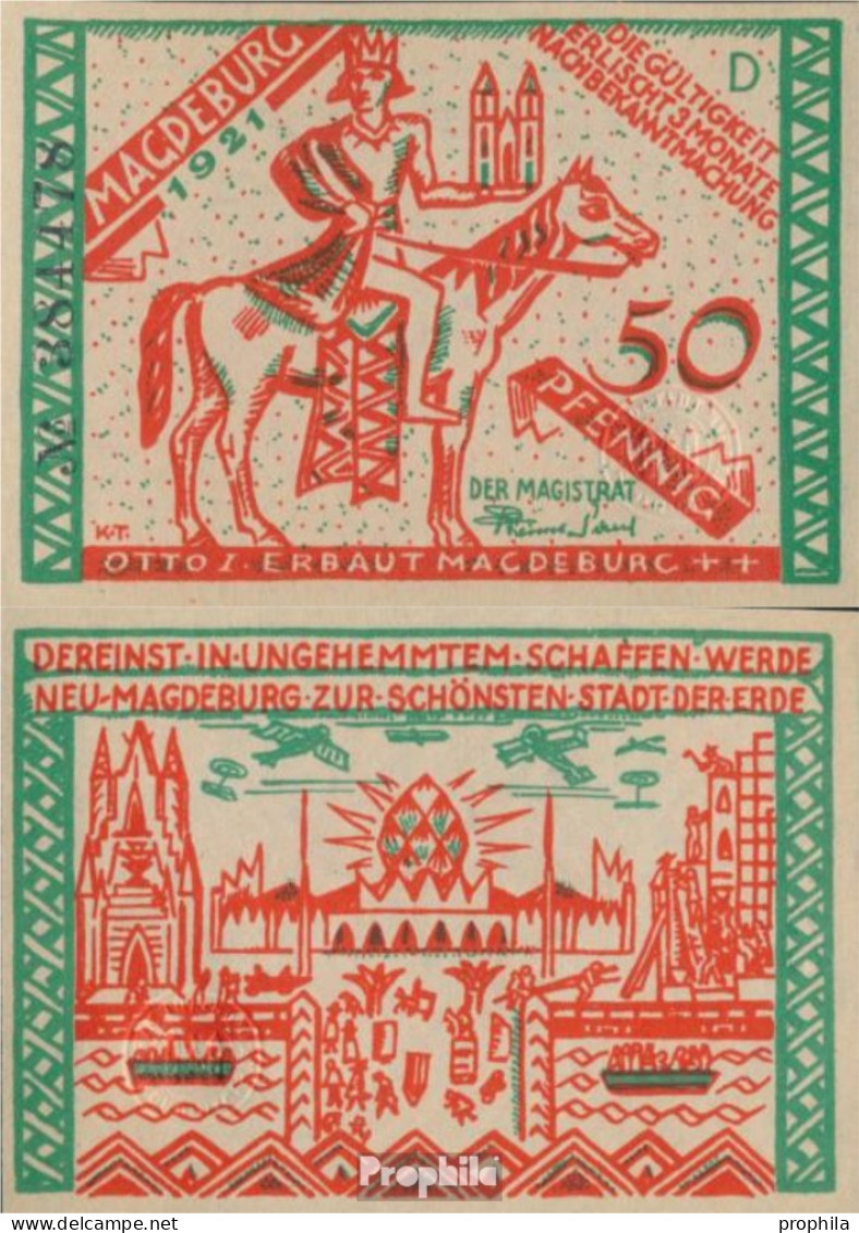 Magdeburg Notgeld: 857.1 Schein D Notgeldschein Stadt Magdeburg Bankfrisch 1921 50 Pfennig Magdeburg - Other & Unclassified